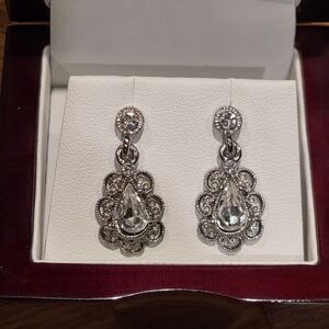 Downton Abbey Pierced Earing Silver Drop Earrings